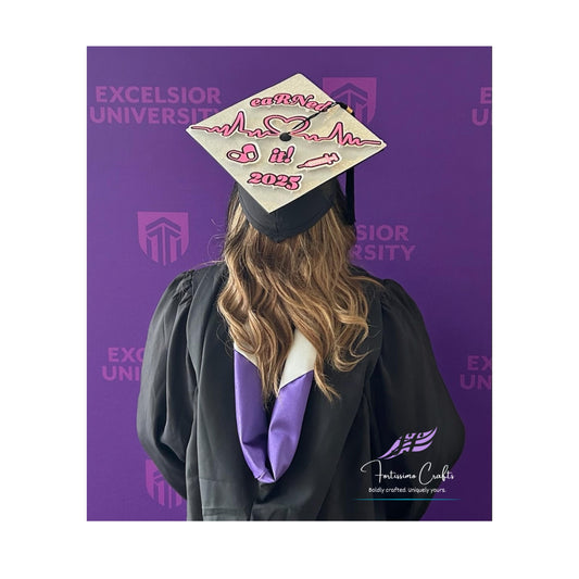 Personalized Nursing Graduate Mortarboard Cover: Glitter Cardstock & HTV