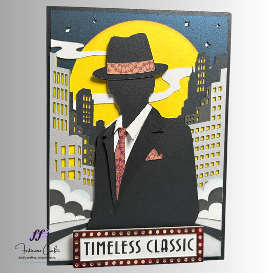 Handmade Masculine Cityscape Card 5x7: Customizable Keepsake