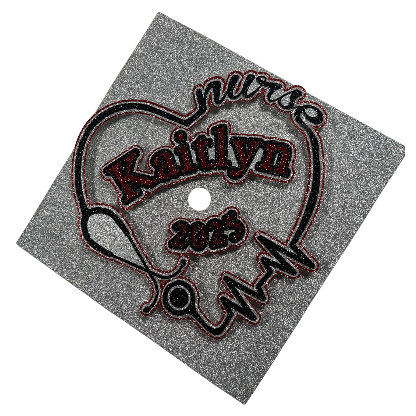 Personalized Nursing Graduate Mortarboard Cover: Glitter Cardstock & HTV