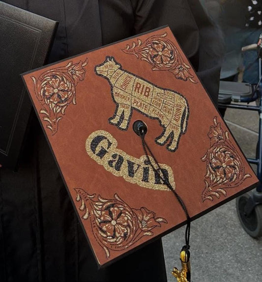 Personalized Graduate Mortarboard Cover: Glitter Cardstock & HTV