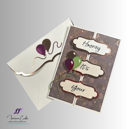 Handmade Hooray! It’s Your Birthday Card 5X7; Unique Keepsake Card