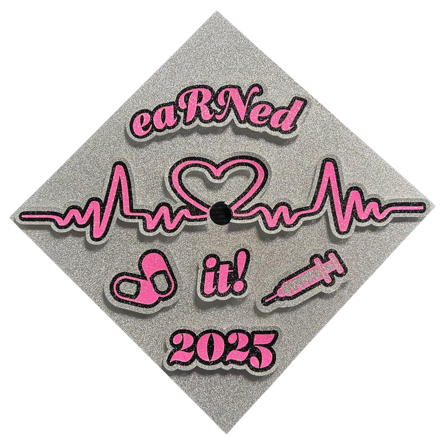 Personalized Nursing Graduate Mortarboard Cover: Glitter Cardstock & HTV