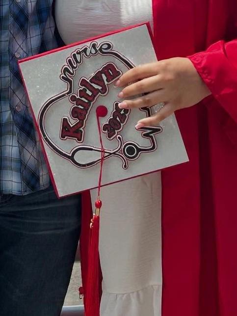 Personalized Nursing Graduate Mortarboard Cover: Glitter Cardstock & HTV