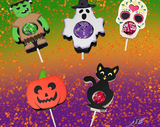 Halloween Lollipop Holders 4" - 5": Handmade Treat Holder Assorted