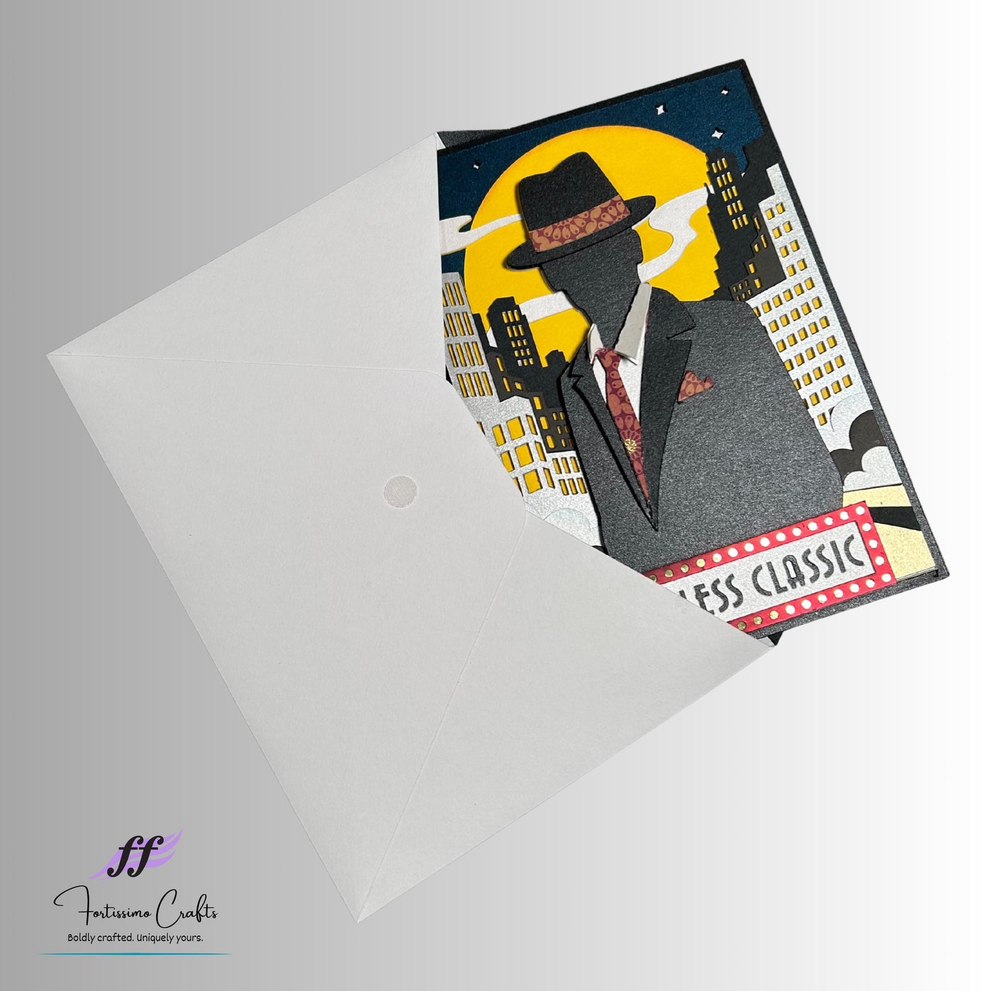 Handmade Masculine Cityscape Card 5x7: Customizable Keepsake