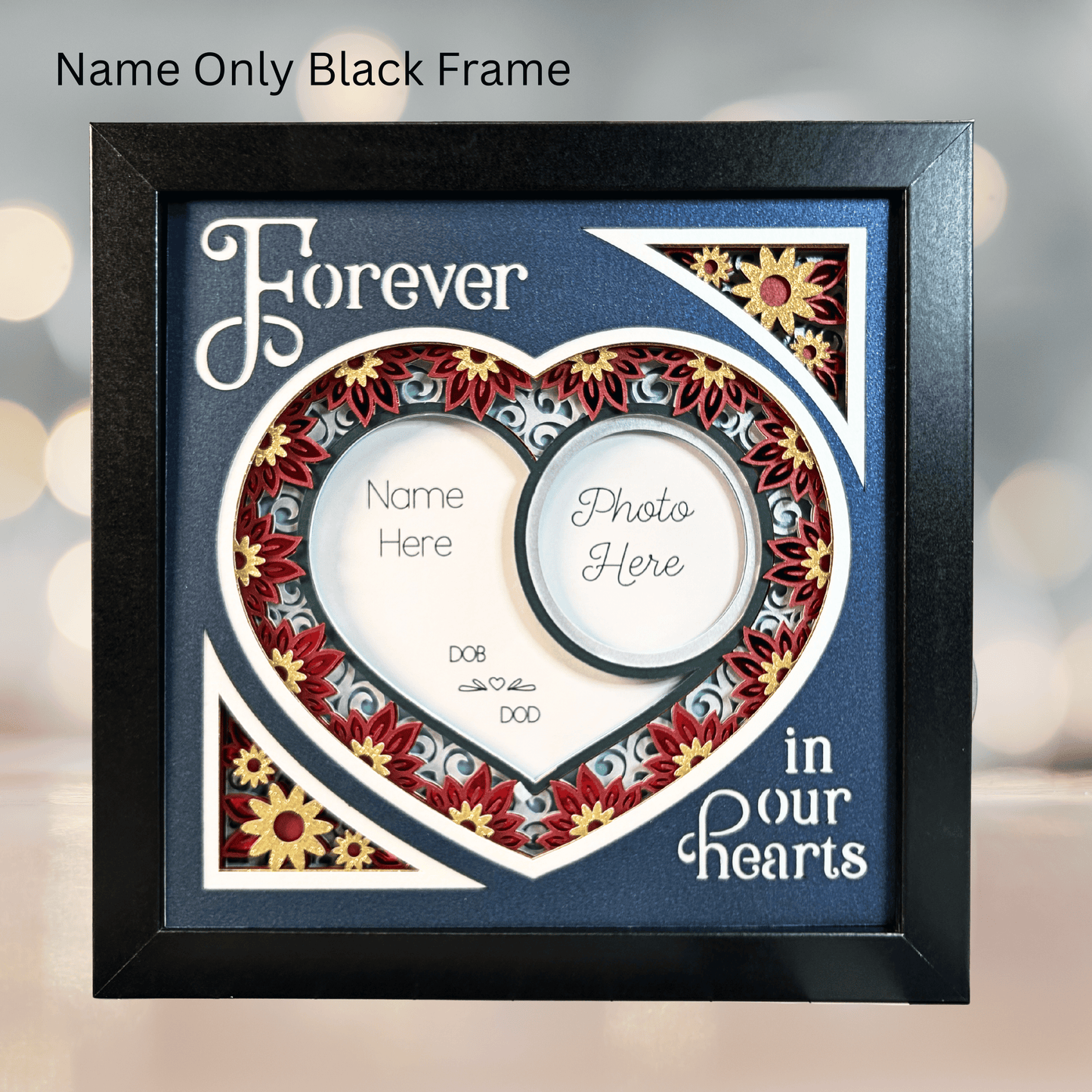Personalized Memorial Remembrance Shadowbox – Handcrafted 3D Layered Art, Framed
