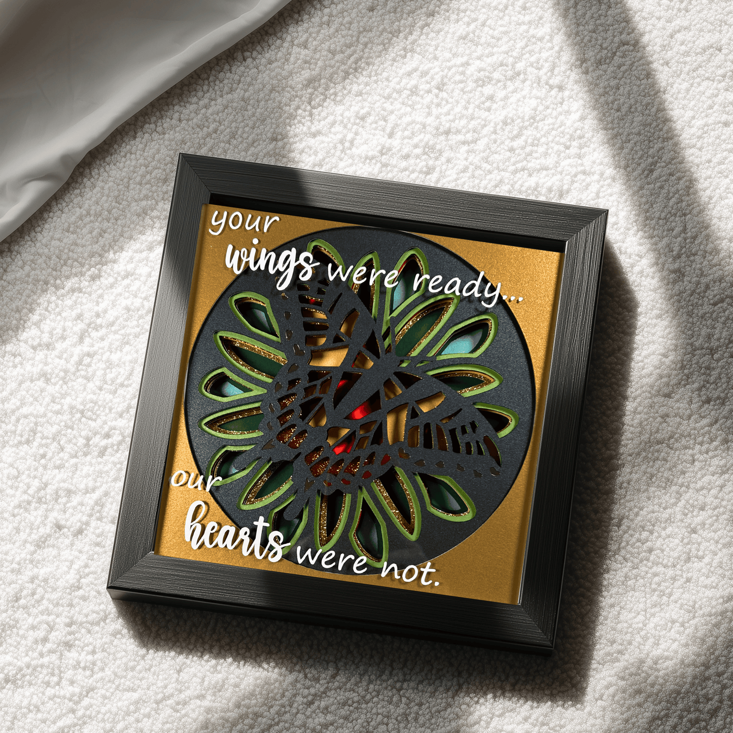 Butterfly Memorial Shadowbox – Handcrafted 3D Layered Art, Framed