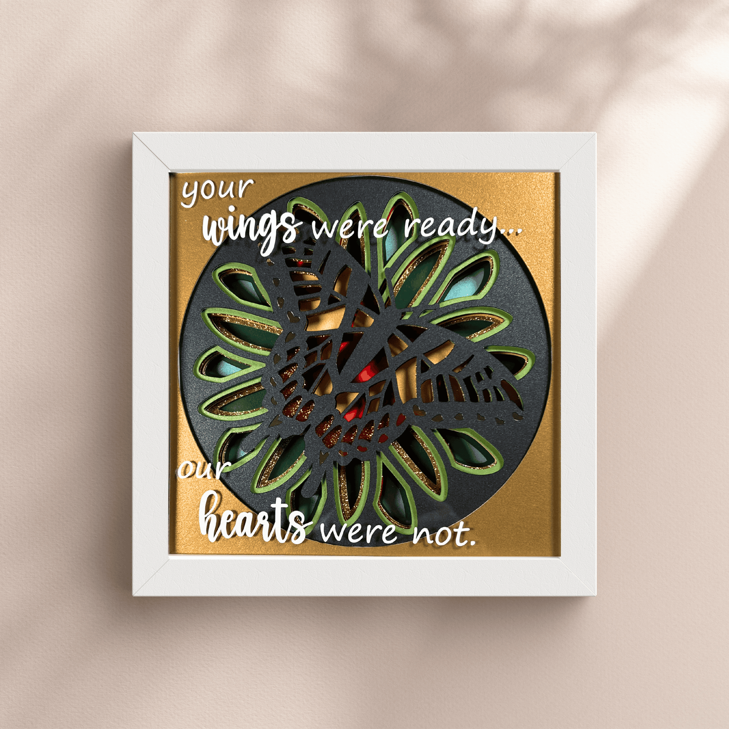 Butterfly Memorial Shadowbox – Handcrafted 3D Layered Art, Framed