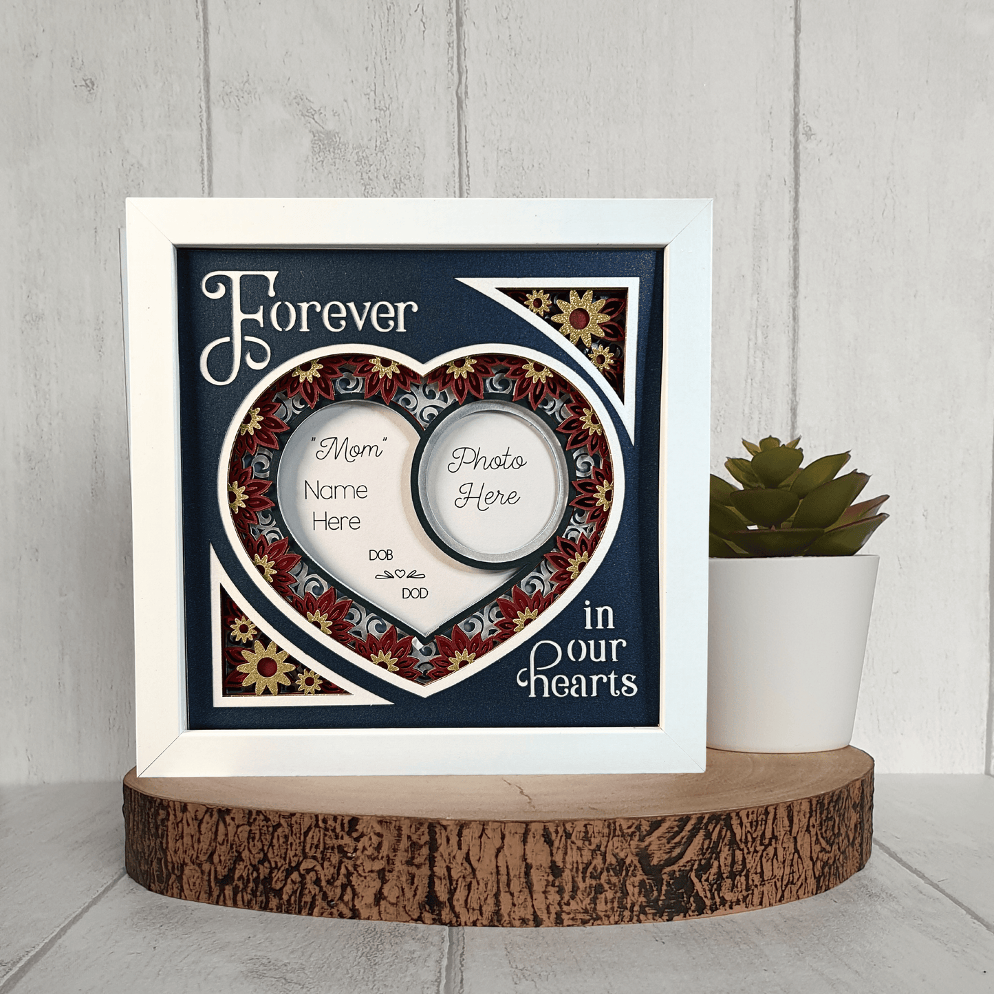 Personalized Memorial Remembrance Shadowbox – Handcrafted 3D Layered Art, Framed