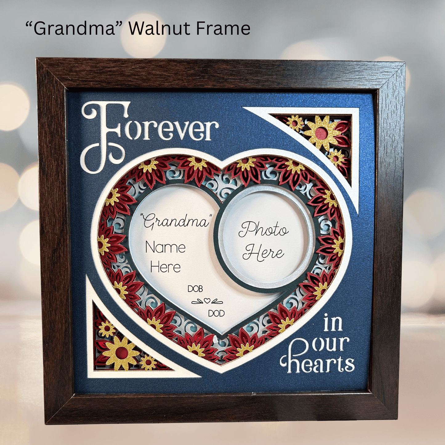 Personalized Memorial Remembrance Shadowbox – Handcrafted 3D Layered Art, Framed