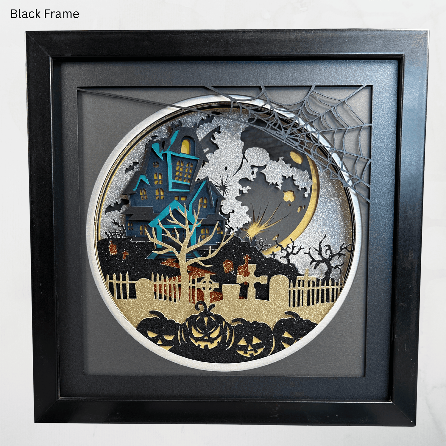 Haunted Mansion, Macabre Wall Decor, Handcrafted 3D Layered Art, Framed