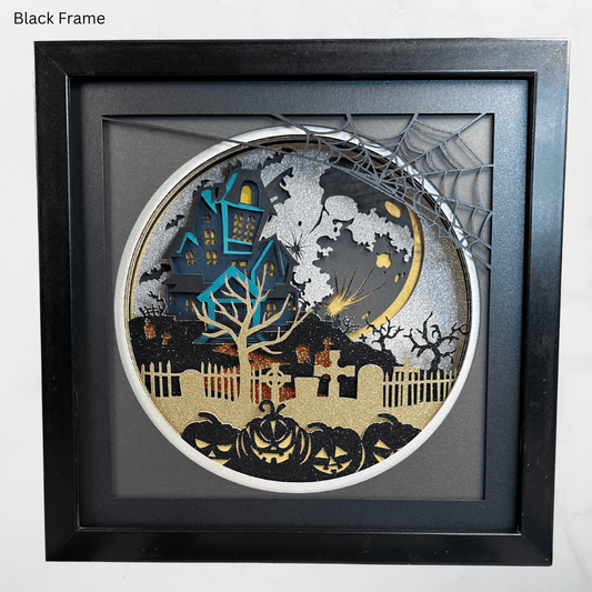 Haunted Mansion, Macabre Wall Decor, Handcrafted 3D Layered Art, Framed