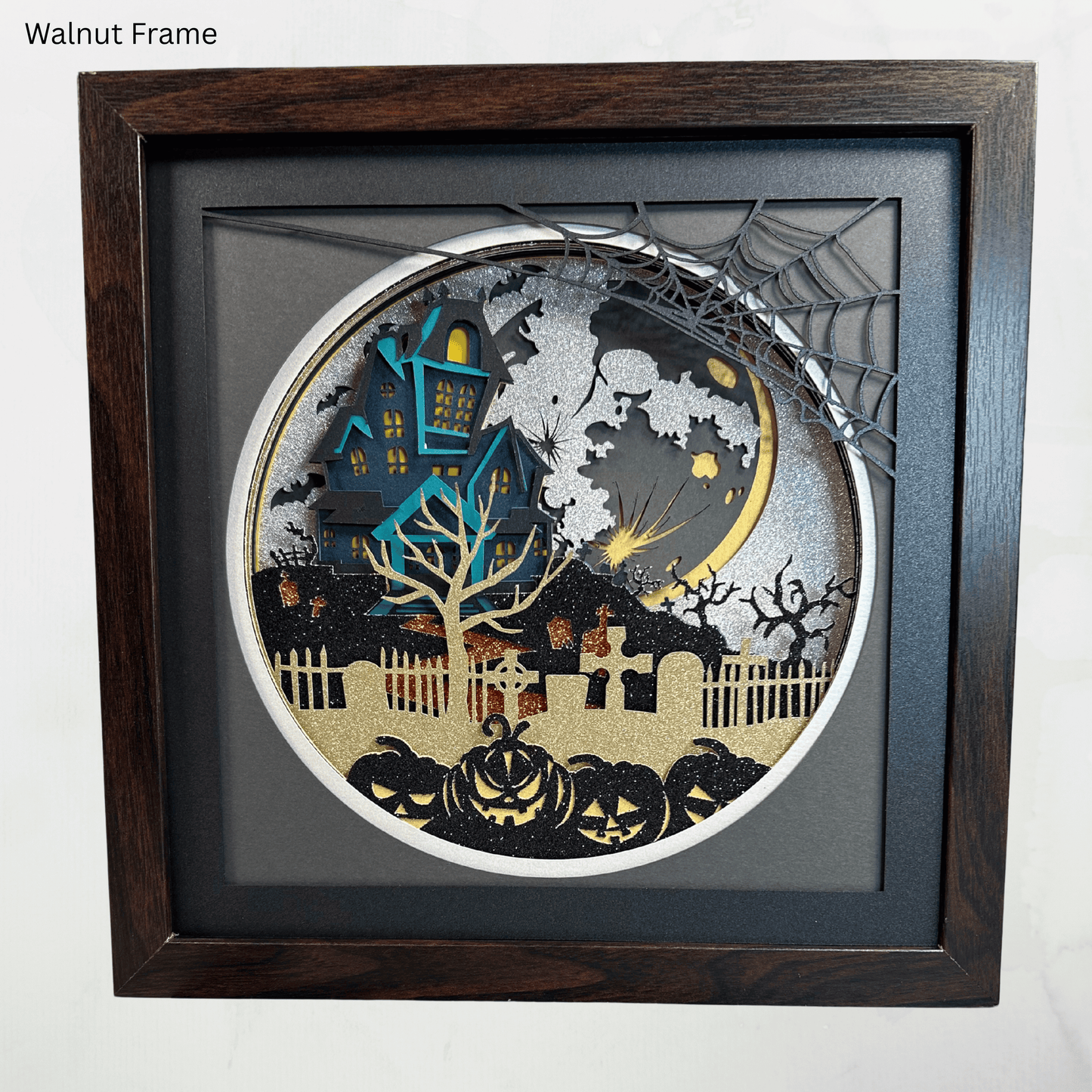 Haunted Mansion, Macabre Wall Decor, Handcrafted 3D Layered Art, Framed