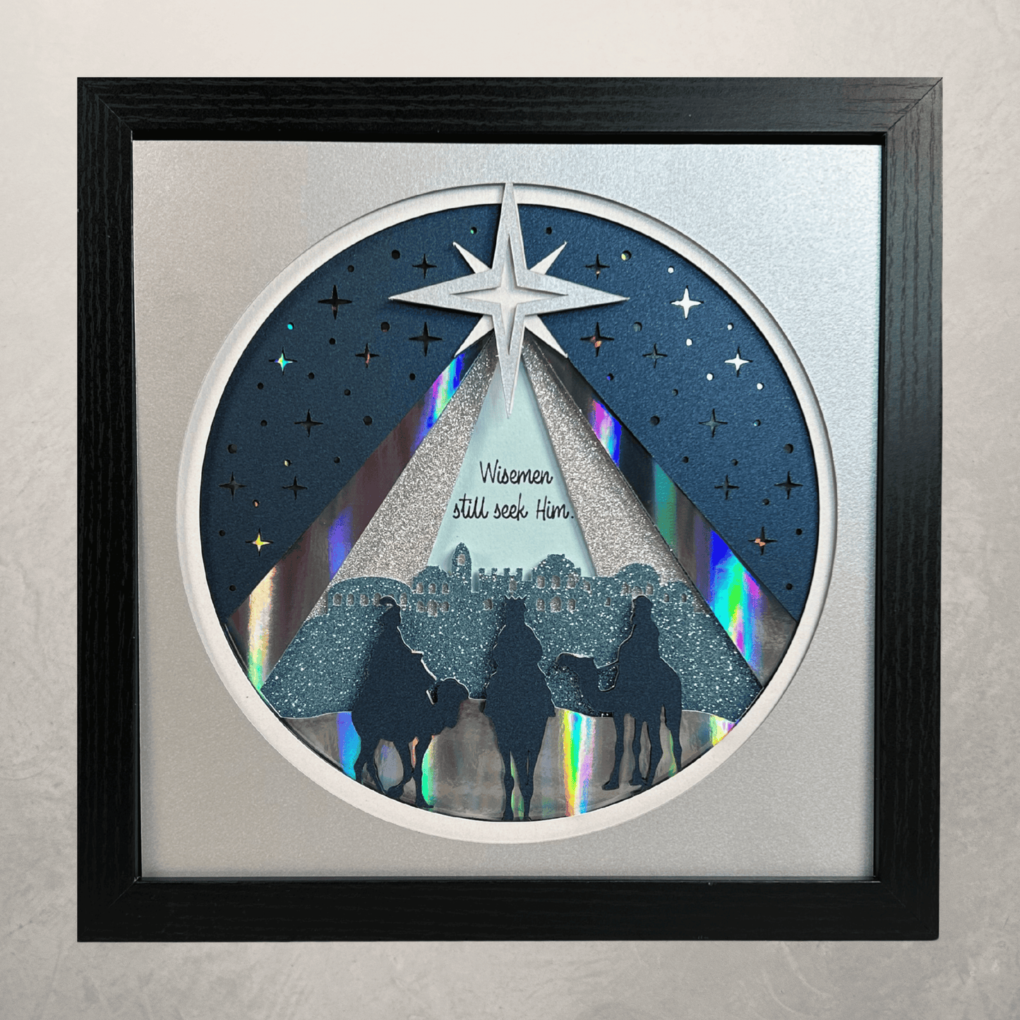Wisemen Still Seek Him Shadowbox – Handcrafted 3D Layered Art, Framed