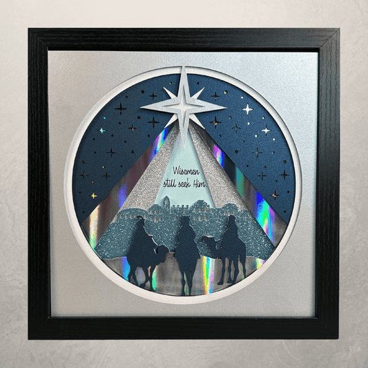 Wisemen Still Seek Him Shadowbox – Handcrafted 3D Layered Art, Framed