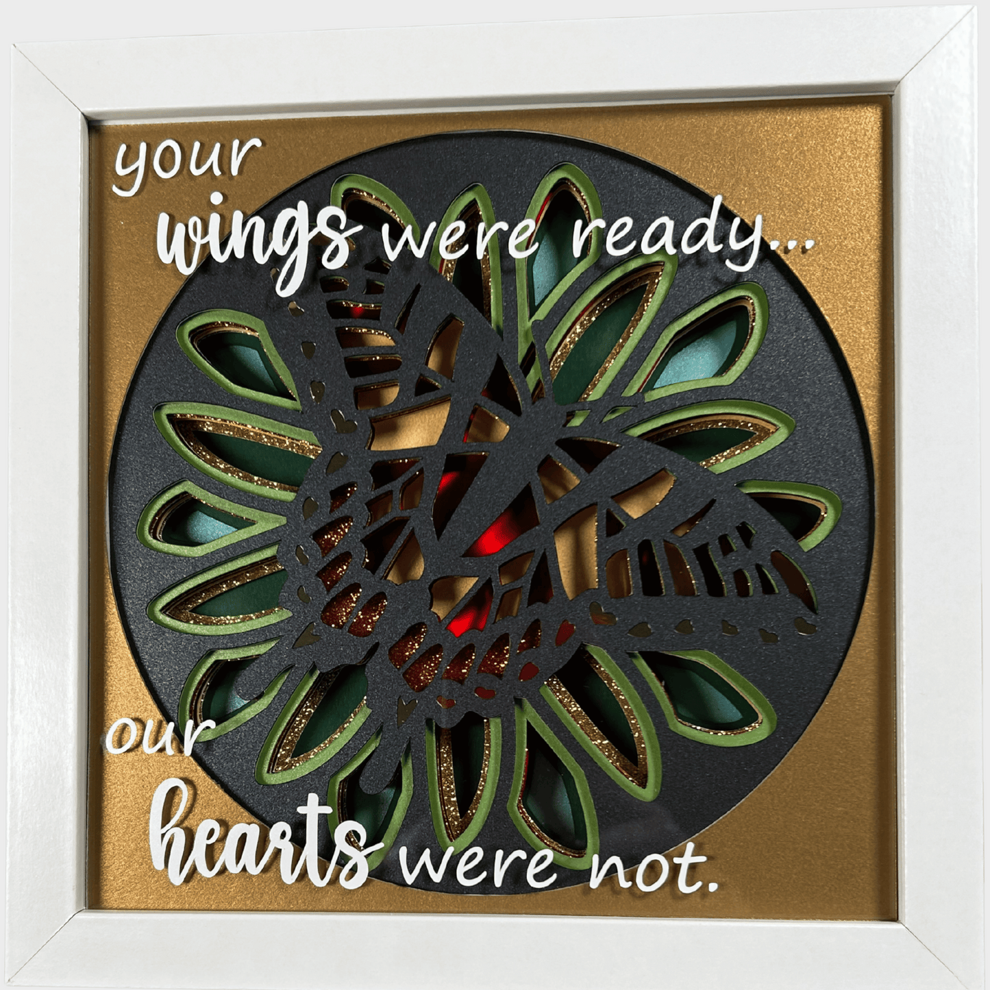 Butterfly Memorial Shadowbox – Handcrafted 3D Layered Art, Framed