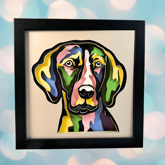 Colorful Puggle Dog, Handcrafted 3D Layered Framed Shadowbox Art (Copy)