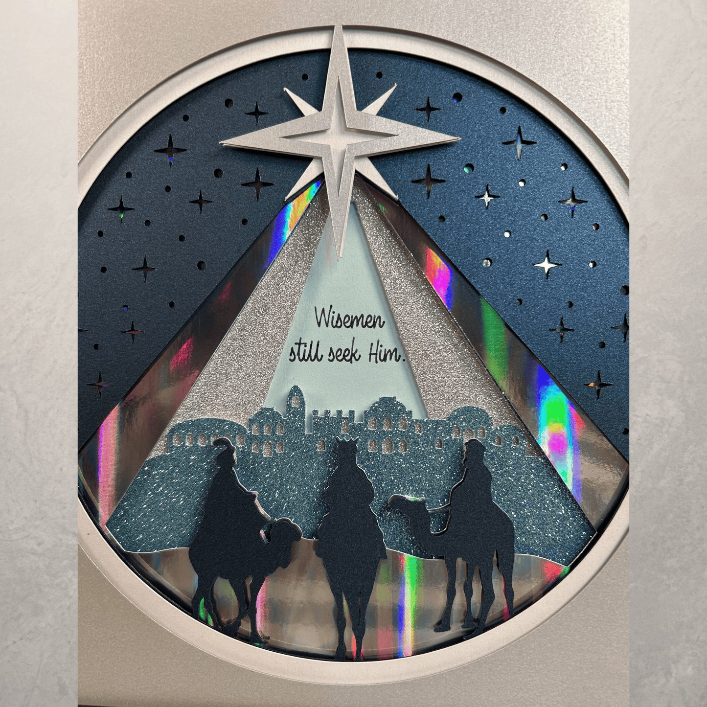 Wisemen Still Seek Him Shadowbox – Handcrafted 3D Layered Art, Framed