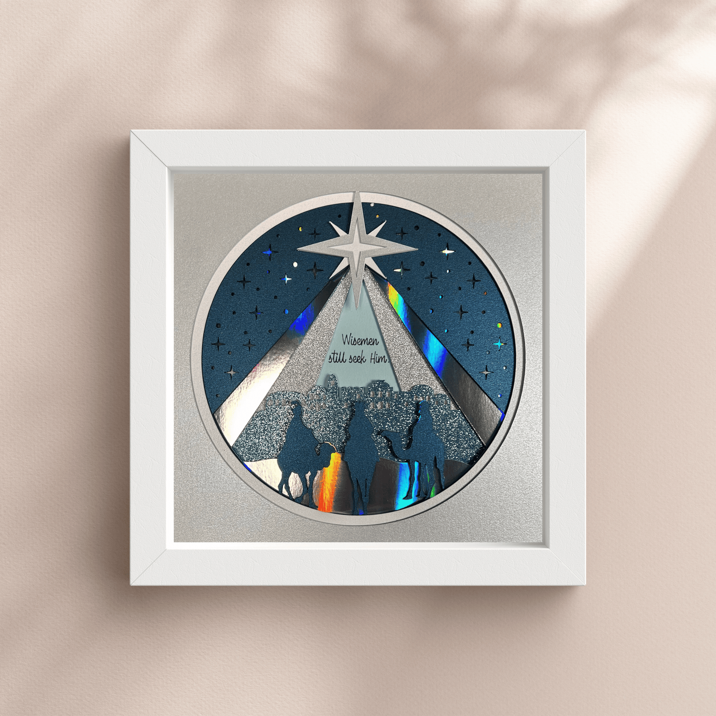 Wisemen Still Seek Him Shadowbox – Handcrafted 3D Layered Art, Framed