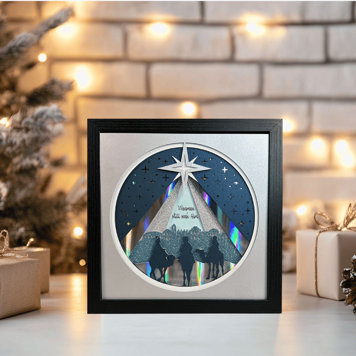 Wisemen Still Seek Him Shadowbox – Handcrafted 3D Layered Art, Framed