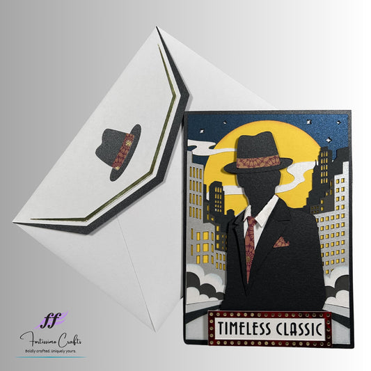 Handmade Masculine Cityscape Card 5x7: Customizable Keepsake