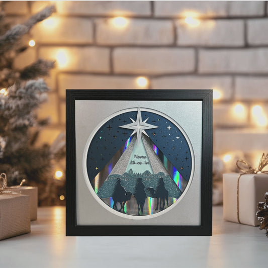 Wisemen Still Seek Him Shadowbox – Handcrafted 3D Layered Art, Framed