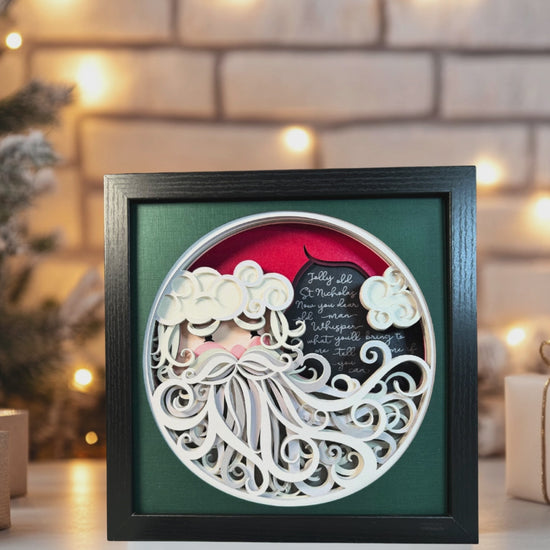 Video of the steps it takes to create the Jolly Old St. Nicholas 3D paper art shadowbox.